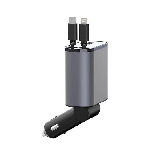 4-in-1 Fast Charging Retractable Car Charger