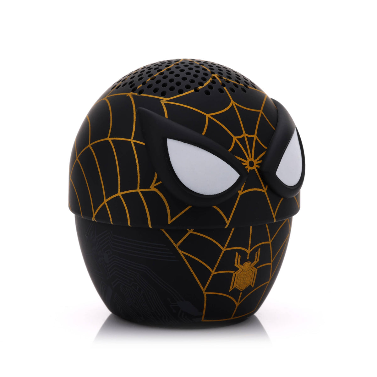 Marvel Spider-Man Black & Gold Bitty Boomer mini Bluetooth speaker featuring Spider-Man’s black and gold superhero suit.