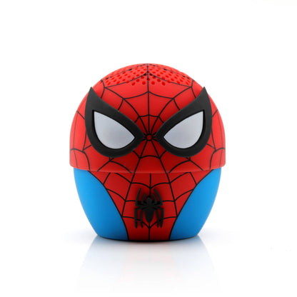 Spider-Man themed speaker with red, blue, and black colors on a white background