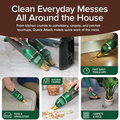 Horsepower Duck Quack Attack vacuum graphic illustrating everyday use around the home.