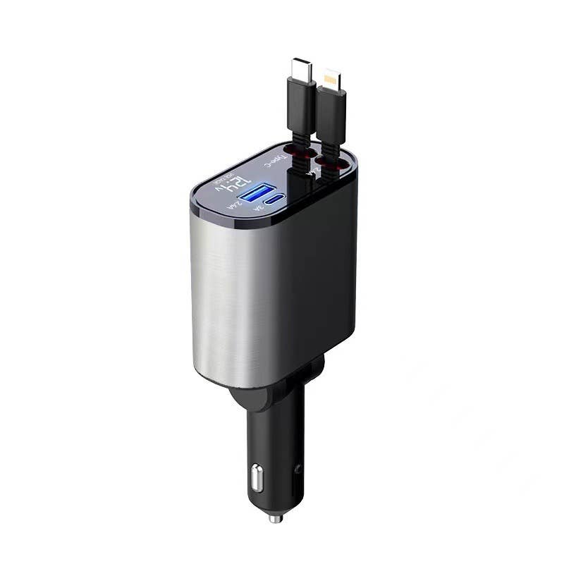4-in-1 Fast Charging Retractable Car Charger