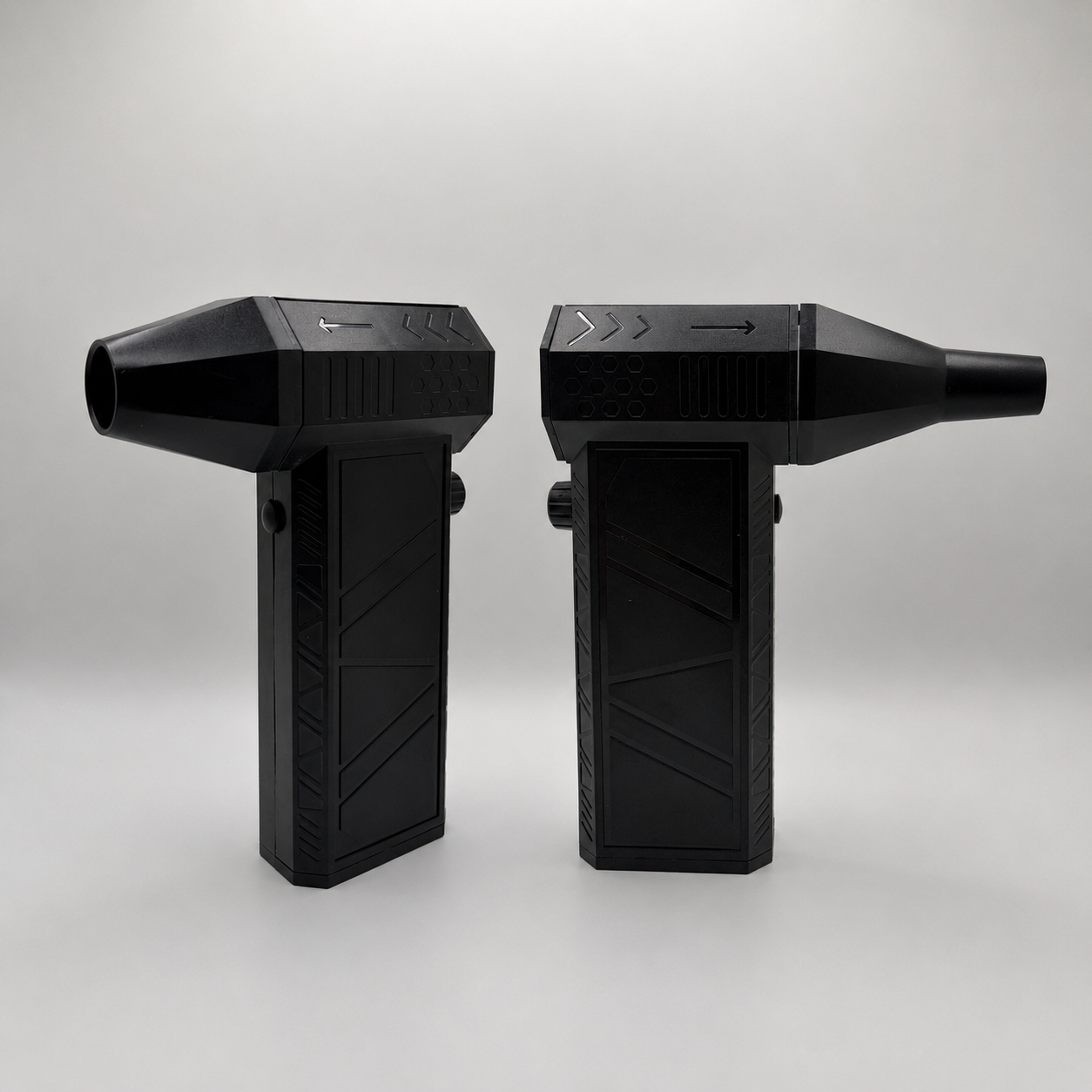black air duster with different attachments on a white background