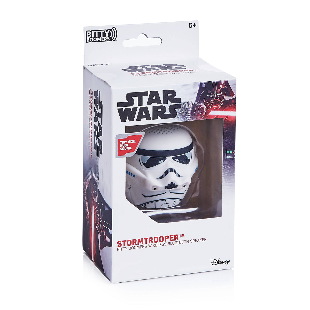 Star Wars Stormtrooper Bluetooth speaker packaging on a white background