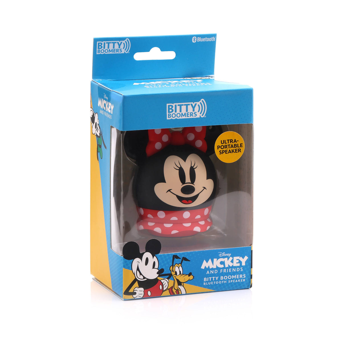 Bitty Boomers Minnie Mouse bluetooth speaker in a retail package.