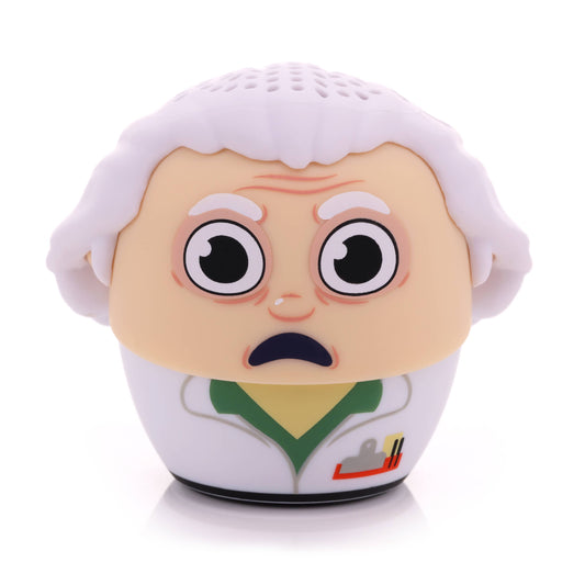Back to the Future Doc Brown Bitty Boomers mini Bluetooth speaker featuring Dr. Emmett Brown in a collectible miniature design.