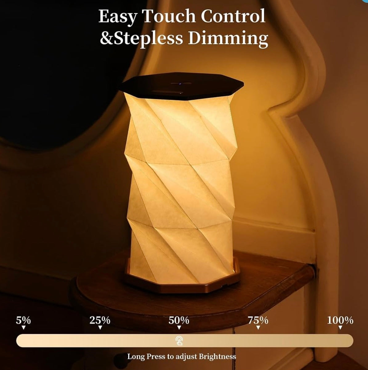 Foldable lamp with easy touch control. 