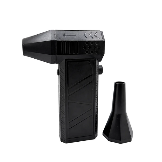 Black turbo air duster with a nozzle on a white background