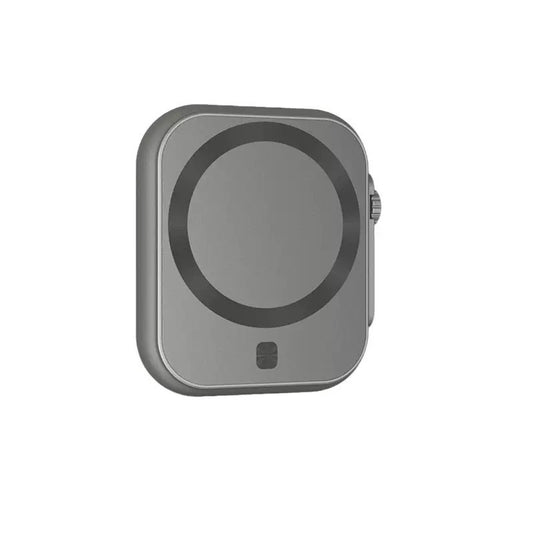 A gray charging back shown from the side against a plain white background.
