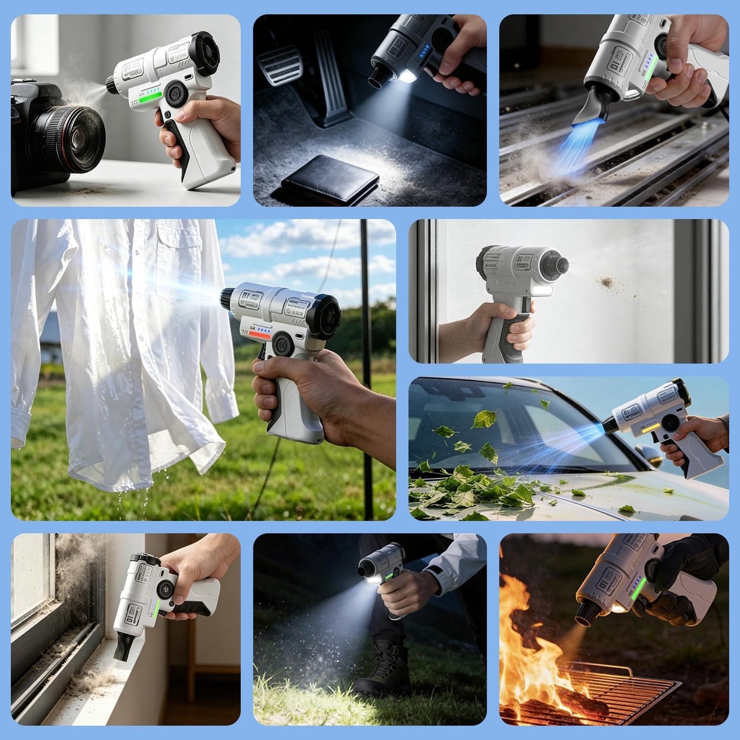 a image depicting 9 use cases for the turbo air duster