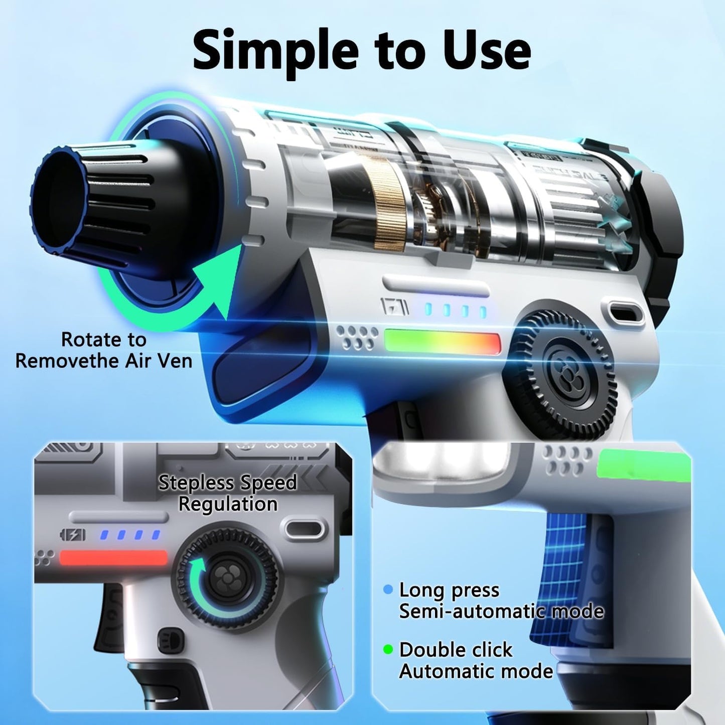 A graphic of a black and white turbo air duster illustrating the simplicity of the device