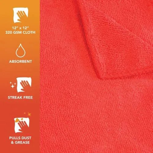 Red towel with cleaning benefits on an orange background