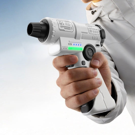Man holding a white and black turbo air duster