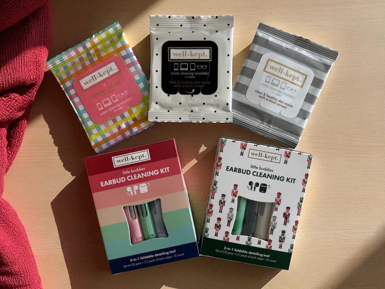 Well-Kept screen wipes and Earbud cleaning kits