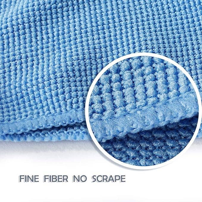 blue microfiber cloth zoomed in