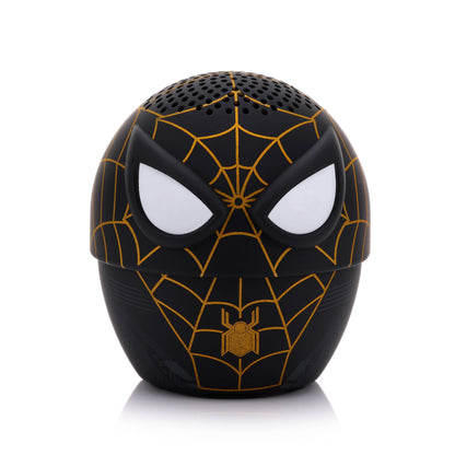 Marvel Spider-Man Black & Gold Bitty Boomer mini Bluetooth speaker featuring Spider-Man’s black and gold superhero suit.