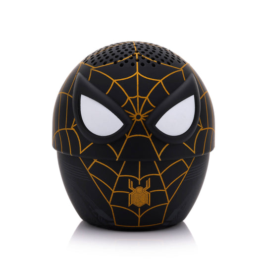 Marvel Spider-Man Black & Gold Bitty Boomer mini Bluetooth speaker featuring Spider-Man’s black and gold superhero suit.