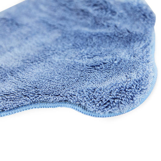 Close up of plush blue microfiber dusting mitt texture