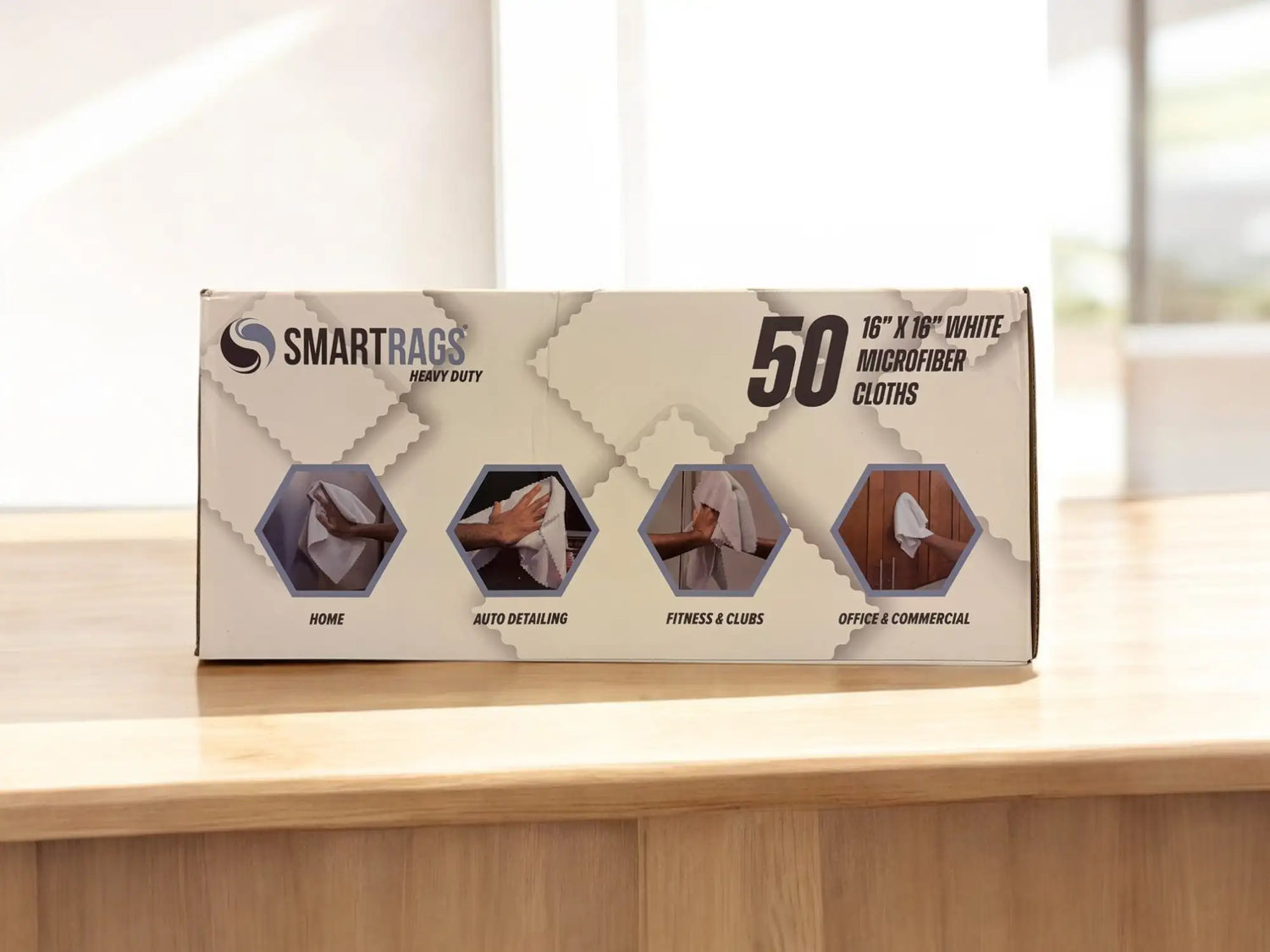 SmartRags Heavy Duty 50 Count Box 16" x 16" White Microfiber Cloths