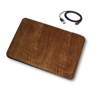 Large Real Wood Mousepad with 15 watt Wireless Fast-Charge on white background