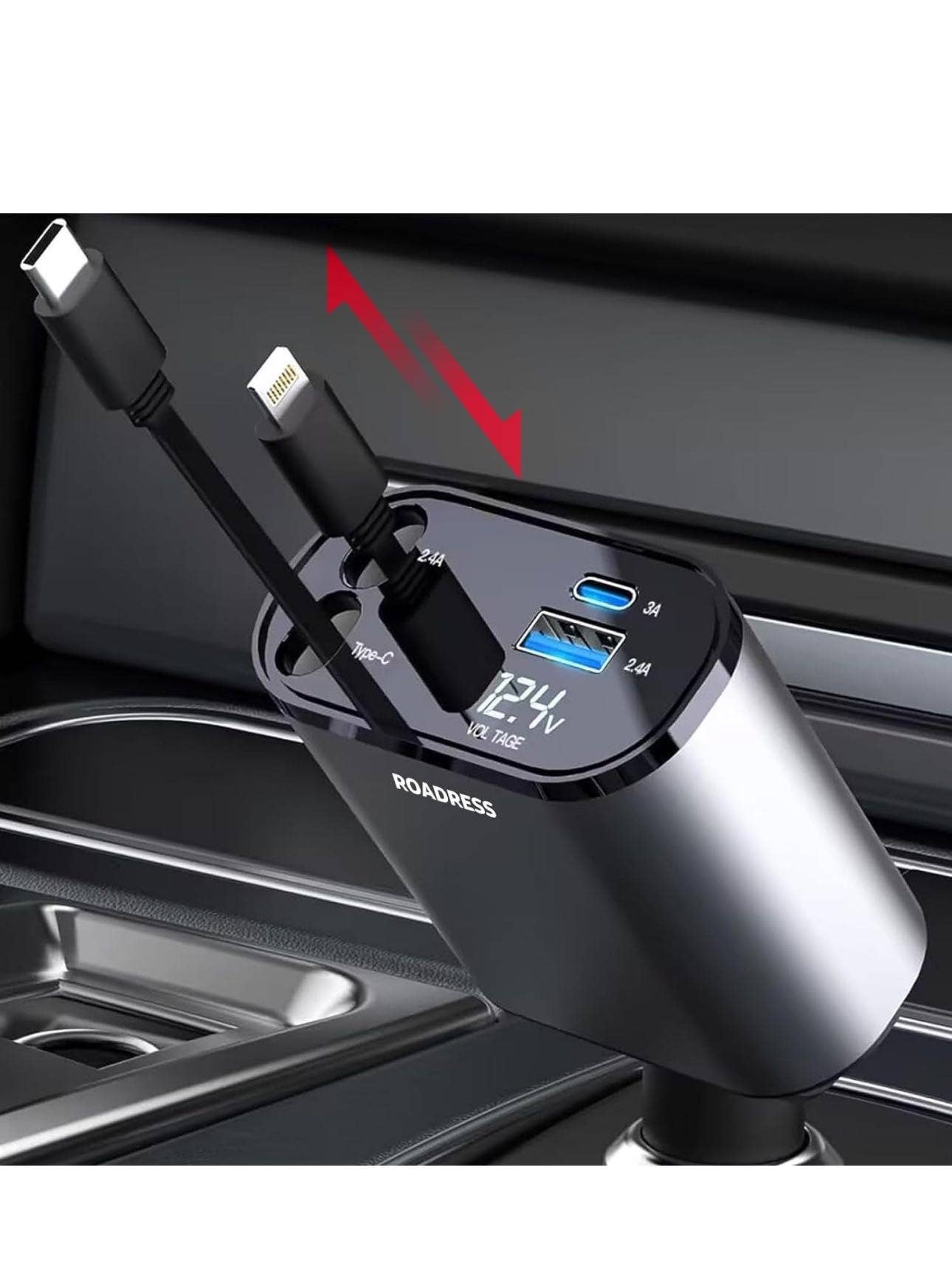 4-in-1 Fast Charging Retractable Car Charger