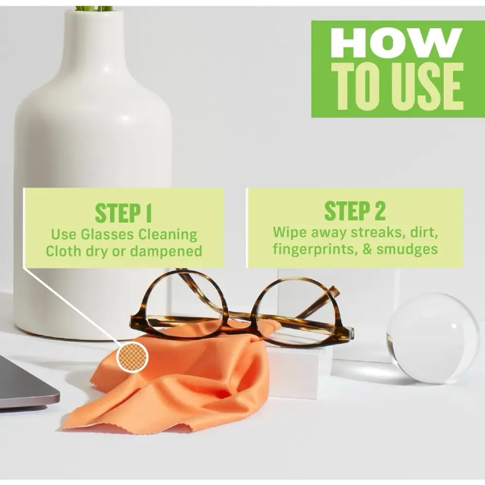 Orange microfiber glasses cleaning cloth