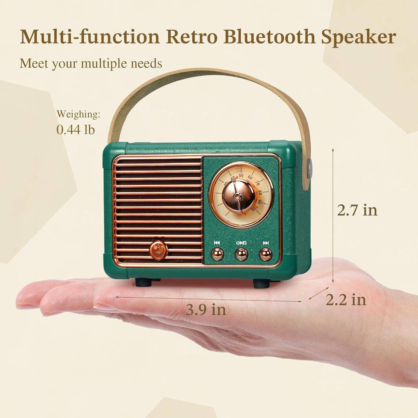 Retro Wireless Bluetooth Speaker Vintage Radio with Bluetooth 5.1, TF Card and AUX Input
