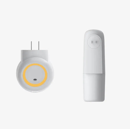 Hello Aromas oasis plug-in scent diffuser featuring a white plastic body with a yellow LED ring and plug prongs