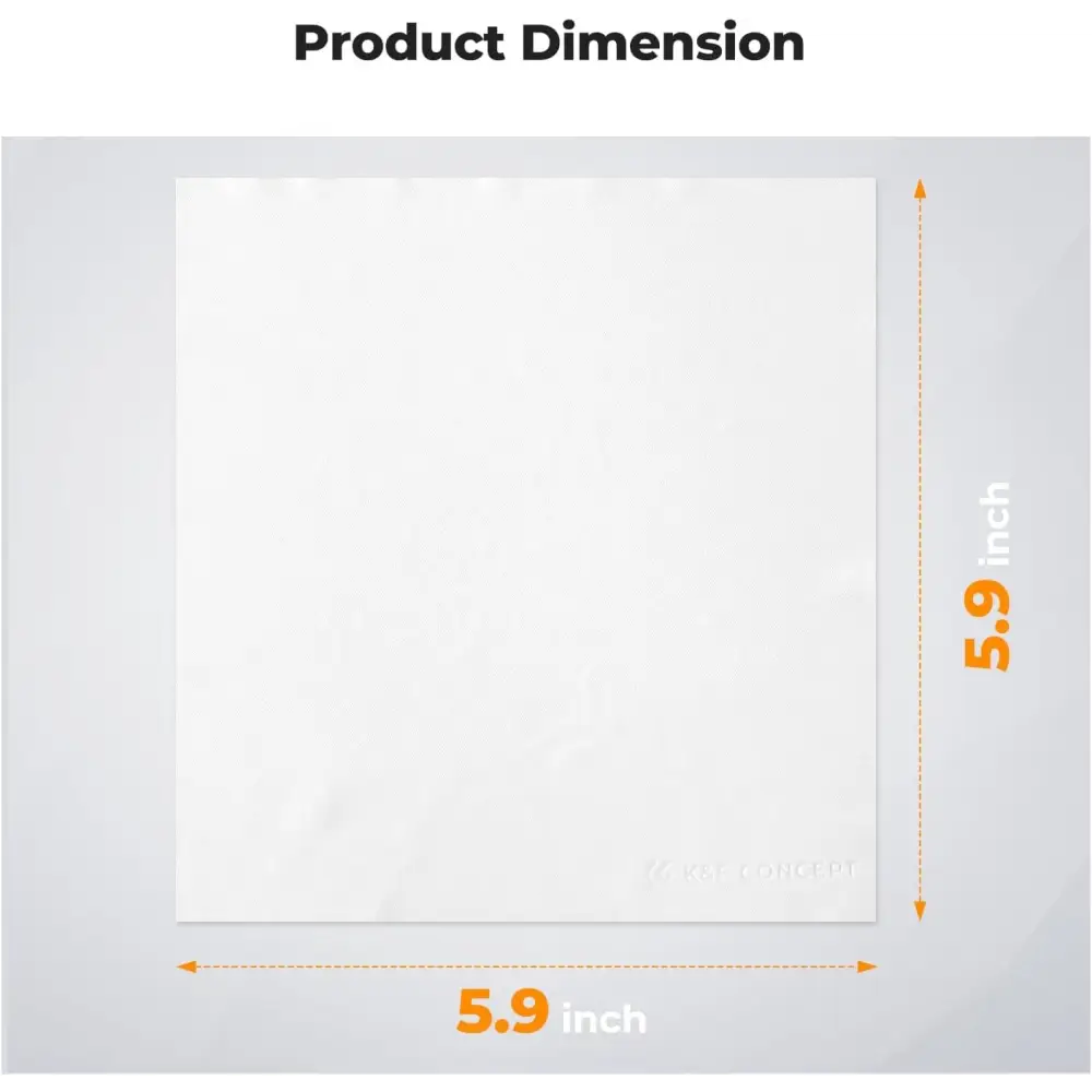 White rectangular plastic sheet, 5.9 inches by 5.9 inches
