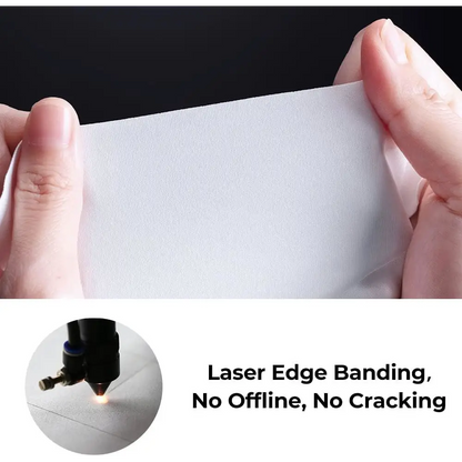 White fabric with laser edge banding for a clean, seamless finish.