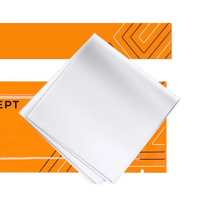 White square-shaped napkin with a smooth, slightly glossy finish.