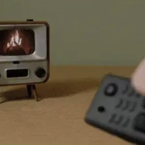 Video showing mini TV being controlled by mini remote and manual TV controls