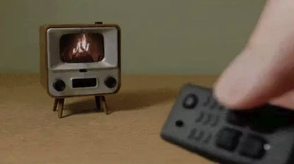 Video showing mini TV being controlled by mini remote and manual TV controls