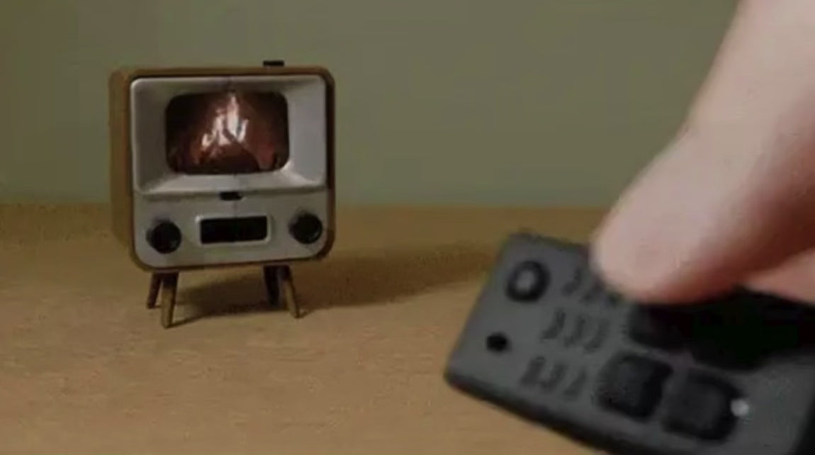 Video showing mini TV being controlled by mini remote and manual TV controls