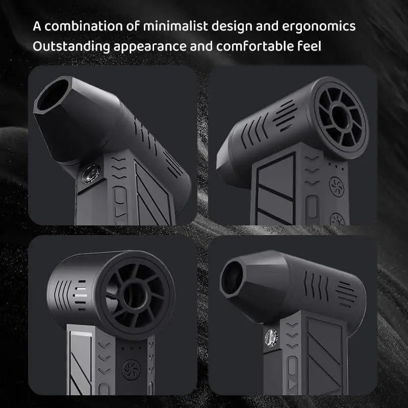 Gray rechargeable electric air duster with textured grip and ergonomic design for electronics and home cleaning