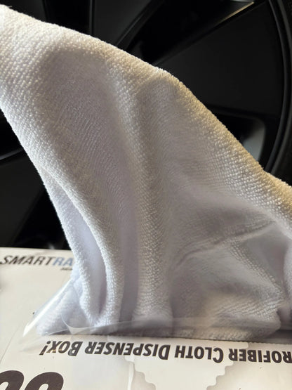 White microfiber cloth with a soft, textured surface.