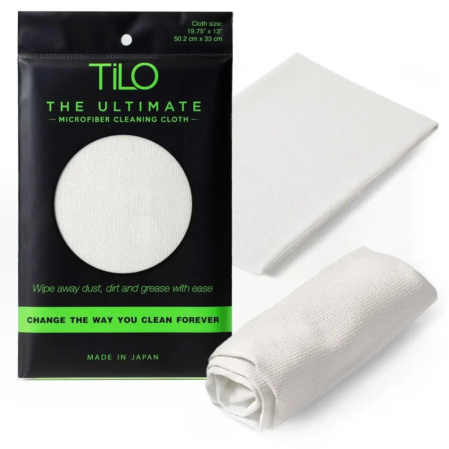 Tilo microfiber cleaning cloth in black and green package 19x13 inch ultra-absorbent reusable lint-free cloth