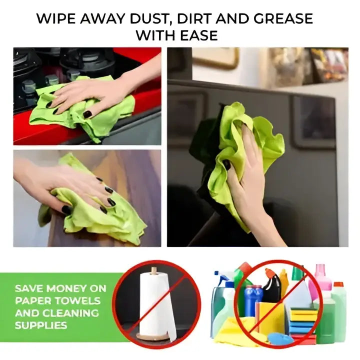 Bright green tilo microfiber cleaning cloth 19x13 inch ultra-absorbent lint-free for dust grease and delicate surfaces