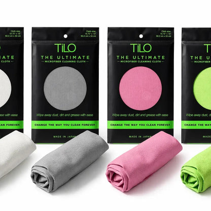 TiLO microfiber cleaning cloth in white gray pink and lime green ultra-absorbent lint-free for delicate surfaces